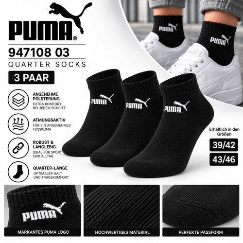 Puma 3paar socken - socken, schwarz