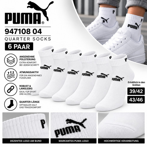 Puma 6paar socken weiss - 6paar, sport